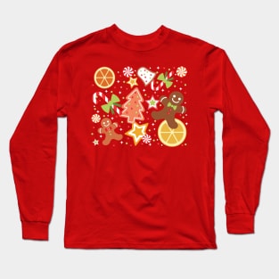 Sweet cookies pattern for sweet holidays - Christmas and New Year Long Sleeve T-Shirt